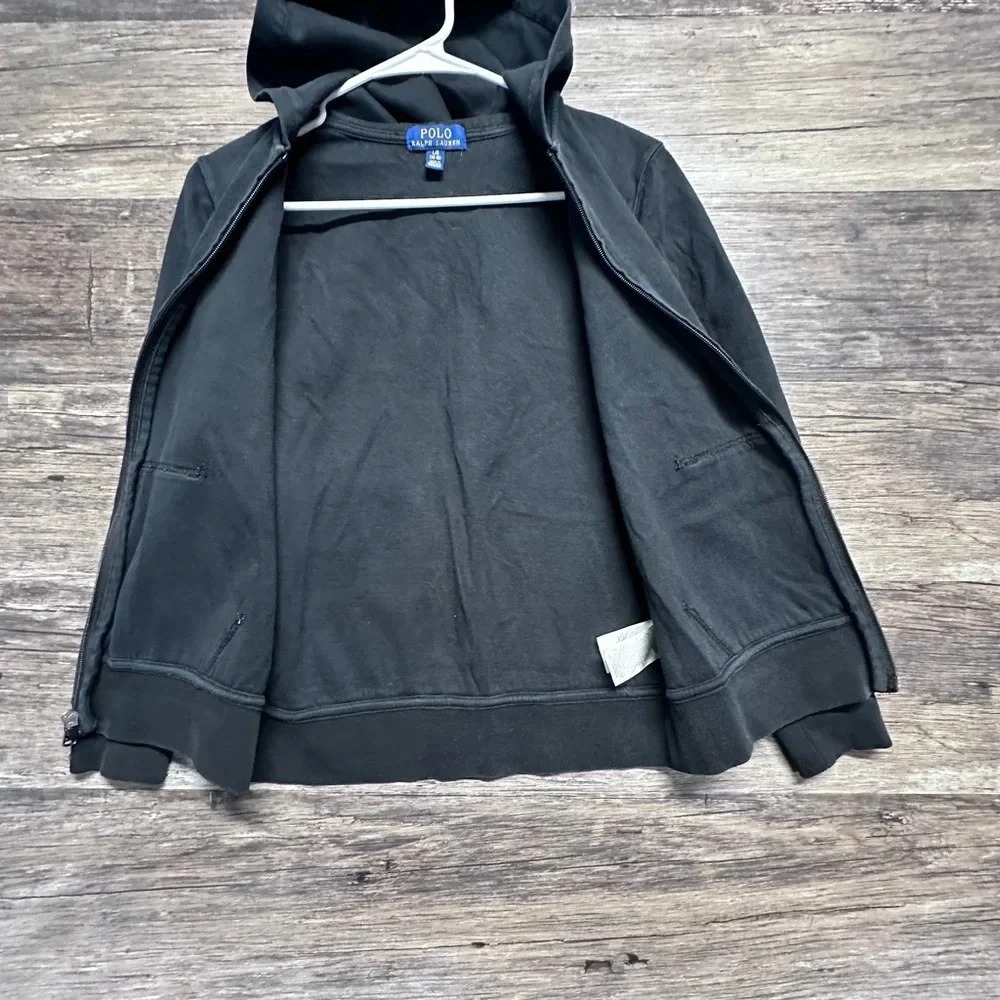 Polo by Ralph Lauren Kids Boys Black Zip-Up Hoodie with Hood and Ribbed Cuffs - Picture 3 of 9